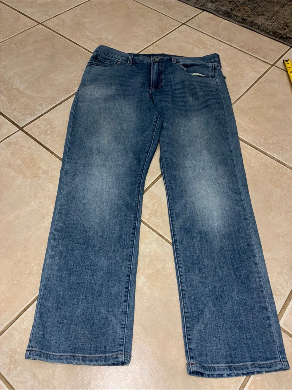 Lucky Brand 410 Athletic Straight  Jeans Mens 34 Blue Dark Wash Stretch Denim